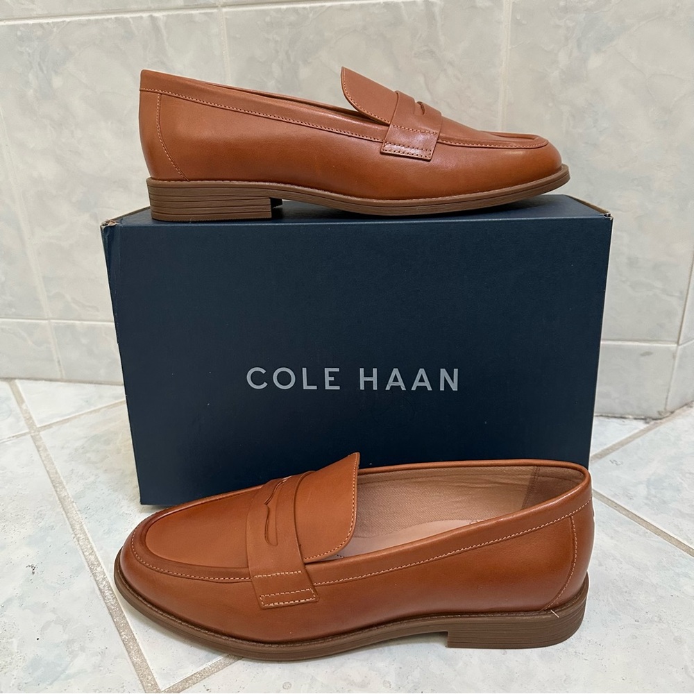 NWT Cole Haan Haverhill Women's Tan Leather Penny Loafers Size 8.5